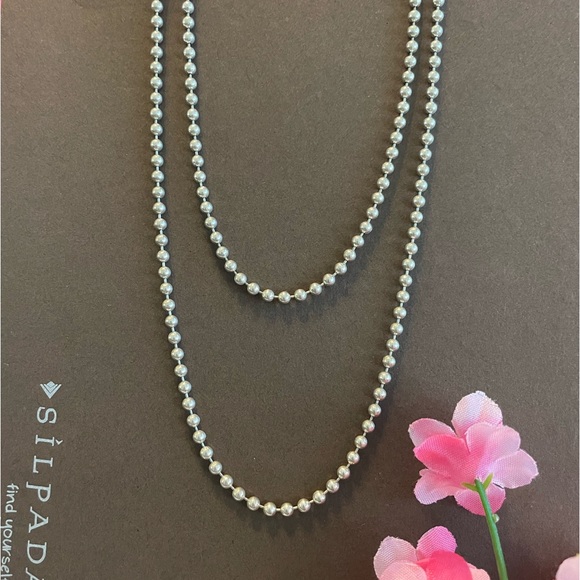 Silpada Sterling Silver 30” Ball Bead Dog Tag 3mm Chain Necklace N0197 - Picture 1 of 12